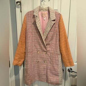 Hutch Pink and Orange Plaid Blazer